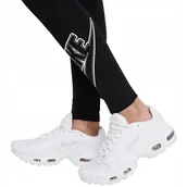 Legginsy - Legginsy dziecięce Nike czarne bawełna r.122-128 - miniaturka - grafika 1