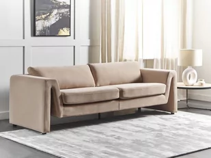 Sofa welurowa beżowa MAUNU - Sofy i kanapy - miniaturka - grafika 3