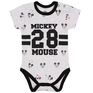 Szare body z czarnymi nadrukami i wzorami MYSZKA MICKEY 18 m 86 cm - Body dla niemowląt - miniaturka - grafika 1