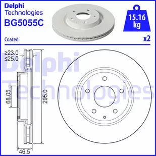 Tarcza hamulcowa DELPHI BG5055C - Tarcze hamulcowe - miniaturka - grafika 1