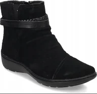 Botki damskie - CLARKS BOTKI DAMSKIE CZARNE SKÓRZANE ZAMEK 39 ŻNC - miniaturka - grafika 1
