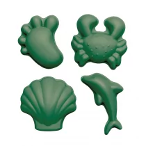 Funkit world Silikonowe Foremki do Piasku 4 Szt. Scrunch - Ciemny Zielony - Zabawki do piasku - miniaturka - grafika 1