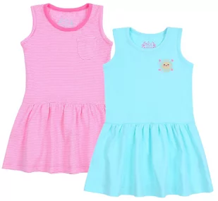 2x Różowa/niebieska sukienka dziewczęca - Sukienki i spódniczki dla dziewczynek - miniaturka - grafika 1