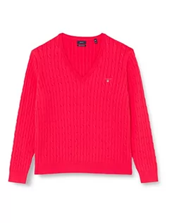 Swetry damskie - GANT Damski sweter bawełniany z dekoltem w serek, magenta PINK, standardowy, magenta różowy, M - grafika 1