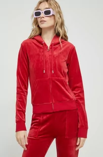 Juicy Couture bluza Robertson damska kolor czerwony z kapturem gładka - Bluzy damskie - miniaturka - grafika 1
