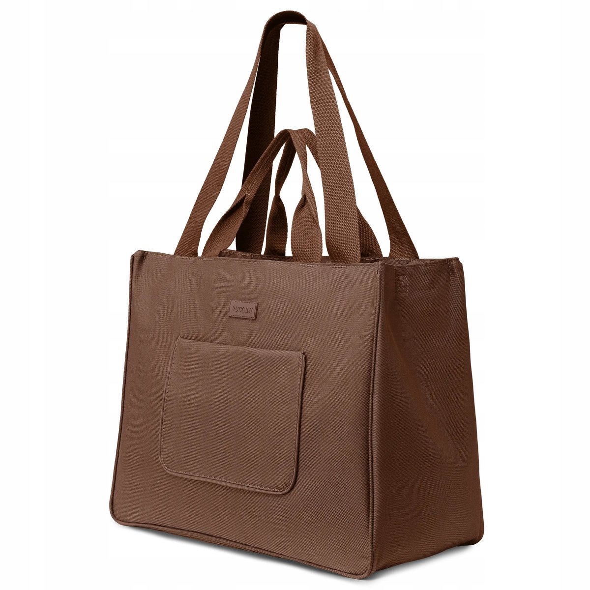 PUCCINI Torba z Kieszeniami Materiałowa Shopper Na Ramię Brązowa TD250-2