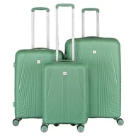 Walizki - Zestaw walizek bagaż na kółkach mała średnia duża twarda ABS Peterson zielona - miniaturka - grafika 1