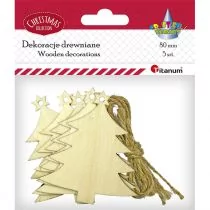 Hasta Drewniane zawieszki choinki 5 szt. - Decoupage - miniaturka - grafika 1