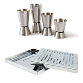 Pozostałe akcesoria barmańskie - Zestaw 4 miarek barmańskich z ociekaczem kwadratowym - miniaturka - grafika 1