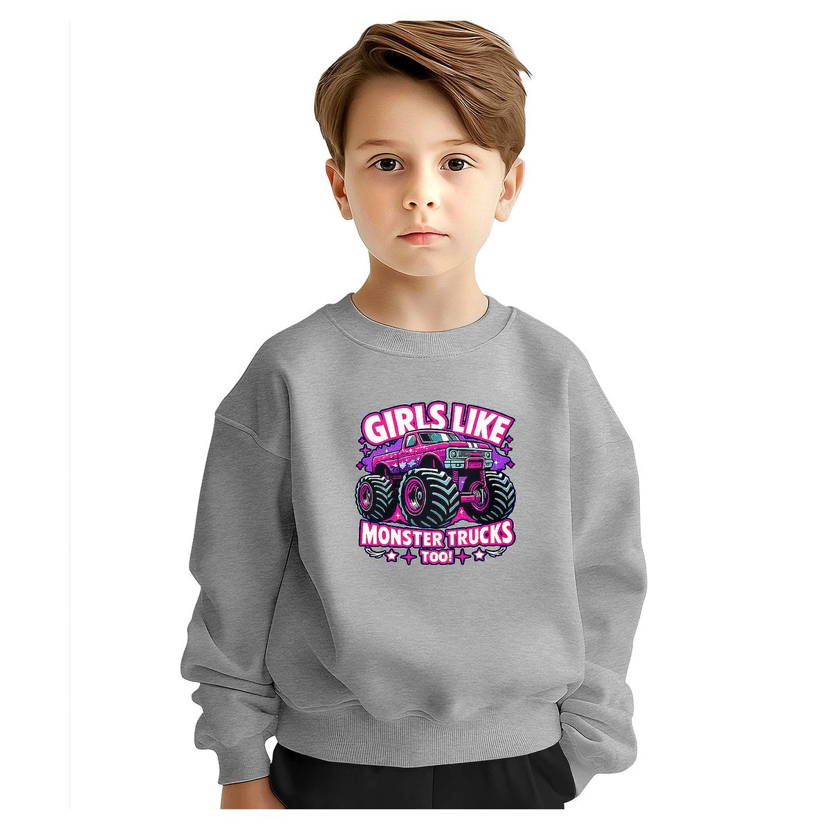 BLUZA DZIECIĘCA MONSTER TRUCK GIRLS 134-140 DLA CHŁOPCA DZIEWCZYNKI