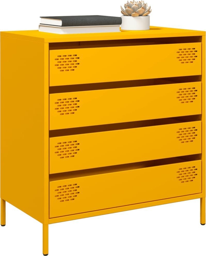 vidaXL Szafka, musztardowa, 68x39x73,5 cm, stal walcowana na zimno