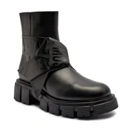 Botki damskie - Love Moschino Skórzane botki na platformie - miniaturka - grafika 1