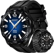 Smartwatch - Veltori VT150-1 Czarny Pasek Silikonowy + Czarna Bransoleta - miniaturka - grafika 1