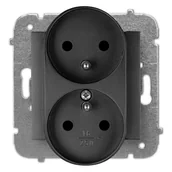 Gniazdka elektryczne - Elektro-Plast Gniazdo podwójne z uziemieniem Carla czarne - miniaturka - grafika 1