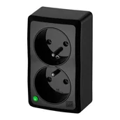 Gniazdka elektryczne - Berg gniazdo podwójne natynkowe czarne - miniaturka - grafika 1