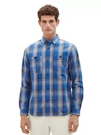 Koszule męskie - TOM TAILOR Męska koszula z wzorem w kratę, 30742-Blue Grey Grindle Check, S - miniaturka - grafika 1