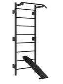 Wyposażenie sportowe i gimnastyczne - Drabinka gimnastyczna metalowa UNDERFIT 228 x 115 cm z drążkiem i ławką - miniaturka - grafika 1