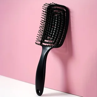 TEMU 1 szt. Antystatyczny Grzebień do Rozczesywania z Ergonomiczną Rączką - Narzędzie Stylizacyjne dla Wszystkich Typów Włosów, Czarny Plastikowy - Szczotki i grzebienie do włosów - miniaturka - grafika 1