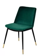 Krzesła - King Home Krzesło DIEGO zielone welur podstawa czarno złota KH1201100122.GREEN - miniaturka - grafika 1