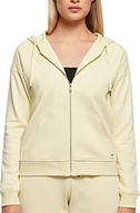 Bluzy damskie - Urban Classics Damska bluza z kapturem Organic Terry Zip Hoody, miękka, żółta, S - miniaturka - grafika 1
