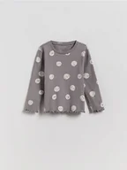 Bluzki dla niemowląt - Reserved - Prążkowana koszulka - ciemnoszary - miniaturka - grafika 1