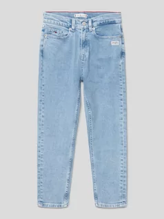Spodnie i spodenki dla dziewczynek - Jeansy o kroju tapered fit z detalami z logo - grafika 1