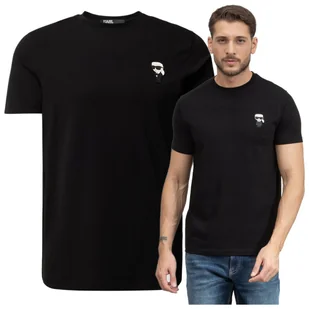 czarna koszulka meska karl lagerfeld tshirt meski czarny bawelniany r.L - Koszulki męskie - miniaturka - grafika 1