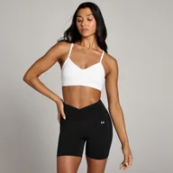 Biustonosze - Damski stanik sportowy z marszczonym przodem z kolekcji Tempo MP – biały - M - miniaturka - grafika 1