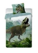 Pościel dla dzieci - Faro Pościel bawełniana 160x200 Dinozaur t rex 002 zielona poszewka 70x80 - miniaturka - grafika 1