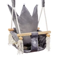 Leżaczki i huśtawki - Huśtawka dla dzieci domowa kubełkowa Korona+pas bezp./granat CE - miniaturka - grafika 1