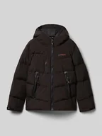 Kurtki i płaszcze dla chłopców - Pikowana kurtka z kapturem z nadrukiem z logo - miniaturka - grafika 1
