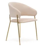 Krzesła - Krzesło tapicerowane C-963 Beżowy welur #5 Złote nogi - miniaturka - grafika 1