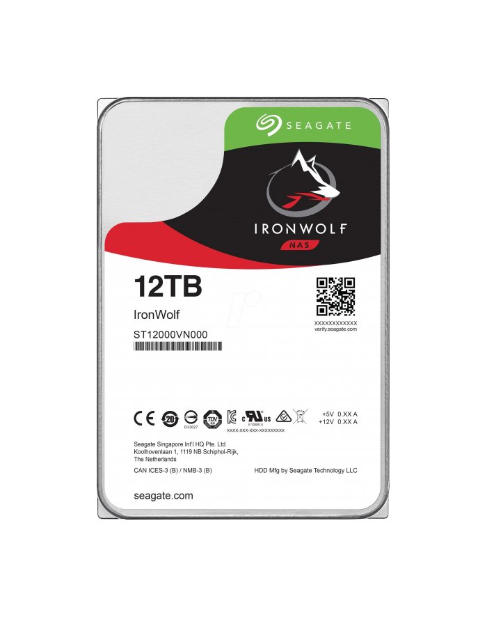 SEAGATE NAS HDD 12TB IronWolf 7200rpm 6Gb/s SATA 256MB 3.5