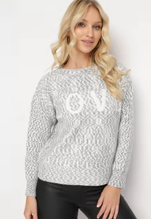 Swetry damskie - Czarny Klasyczny Sweter z Napisem i Ściągaczami Haccate - grafika 1