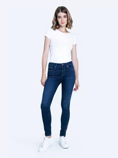Spodnie damskie - Spodnie jeans damskie ocieplane z wysokim stanem Adela 560 - grafika 1