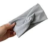 Ozdoby do włosów - OPASKA DO WŁOSÓW Z KOKARDĄ rozm. uniwersalny szara 9x23cm BQ47D - miniaturka - grafika 1