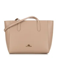 Torebki damskie - Damska torebka shopper ze skóry beżowa - miniaturka - grafika 1