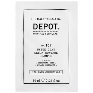 Depot, NO.107 White Clay Sebum Control, Szampon do włosów przetłuszczających się dla mężczyzn bez sls, delikatny, 10 ml - Szampony do włosów - miniaturka - grafika 1