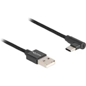 Kable USB - Kabel USB 2.0, wtyk USB-A > wtyk USB-C (czarny, 3 metry, tuleja, kątowy 90°) - miniaturka - grafika 1
