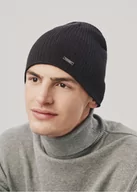 Czapki męskie - Granatowa czapka zimowa męska - miniaturka - grafika 1