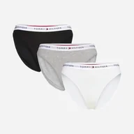 Majtki damskie - Zestaw majtek slipy damskich bawełnianych Tommy Hilfiger UW0UW05529 L 3 szt Szary/Biały/Czarny (8720637189672) - miniaturka - grafika 1