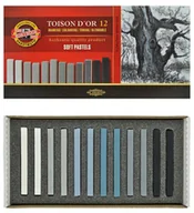 Kredki, ołówki, pastele i pisaki - Koh-I-Noor ToisonDor Pastele suche 7x7 Szary 12szt - miniaturka - grafika 1