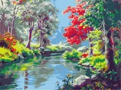 Malowanie po numerach - Rzeczka w lesie - Malowanie po numerach 30x40 cm - miniaturka - grafika 1