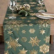 Obrusy i serwetki - Bieżnik świąteczny Joy 40 x 140 cm szampańskie gwiazdy zielony - miniaturka - grafika 1