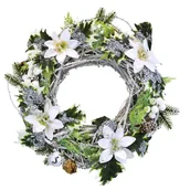 Ozdoby bożonarodzeniowe - Wieniec bożonarodzeniowy Poinsettia, 30 cm - miniaturka - grafika 1