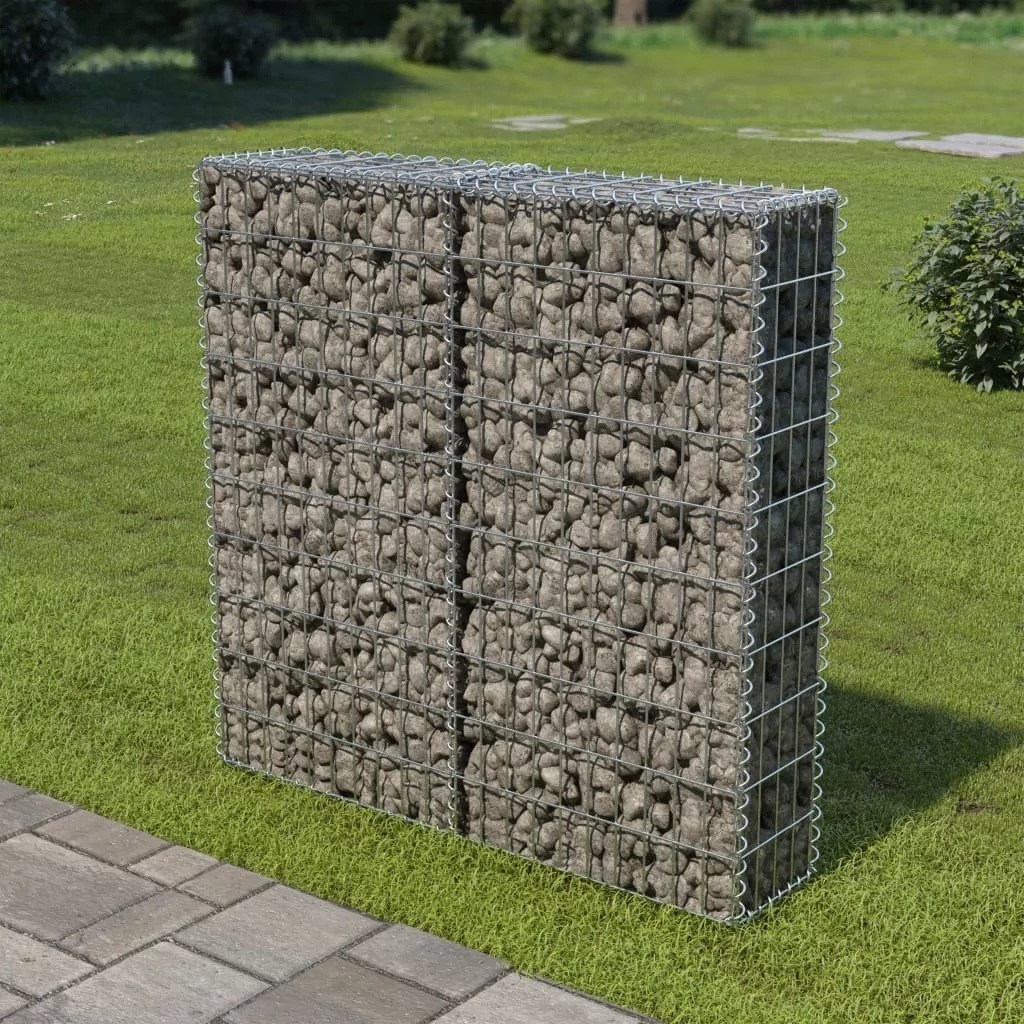 Ściana gabionowa z pokrywami, stal galwanizowana, 100x20x100 cm