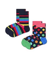 Skarpetki damskie - Happy Socks Stripe, kolorowe i zabawne, Skarpety dla dzieci, Niebieski-Zielony-Pomarańczowy-Czerwony-Żółty 2 pary (2-3Y) - miniaturka - grafika 1