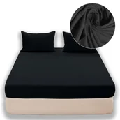 Prześcieradła - Prześcieradło 90x200cm z gumką Cotton world jersey Czarny wysoka zakładkaPrześcieradło 90x200cm z gumką Cotton world jersey Czarny wysoka zakładka - miniaturka - grafika 1