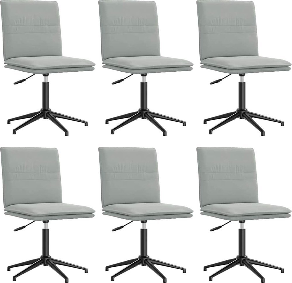 Krzesła stołowe, 6 szt., jasnoszare, obite aksamitem