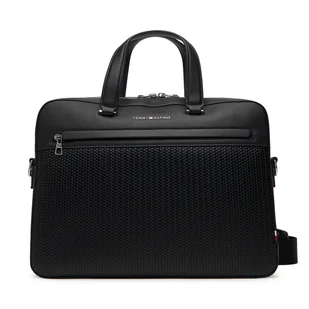 Torba na laptopa Tommy Hilfiger Th Woven Computer Bag AM0AM13660 Czarny - Torby na laptopy - miniaturka - grafika 1